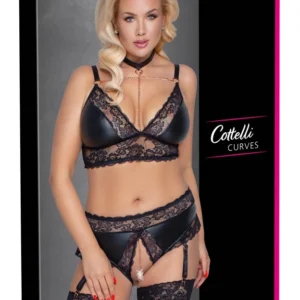 Cottelli CURVES apatinio trikotažo komplektas su grandinėlėmis, juodas, 4XL