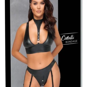 Cottelli Bondage apatinio trikotažo komplektas su antrankiu, juodas, XL