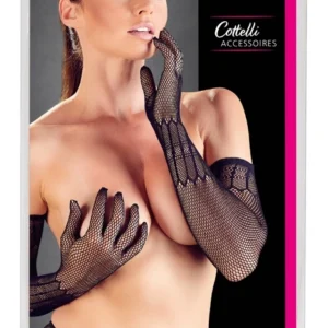 Cottelli tinklinės pirštinės iki alkūnių, juodos, S-L