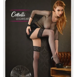 Cottelli tinklinės kojinės su nėrinių juosta, juodos, dydis 8