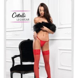 Cottelli savaime besilaikančios kojinės su nėriniais, 20 den, raudonos, M/L