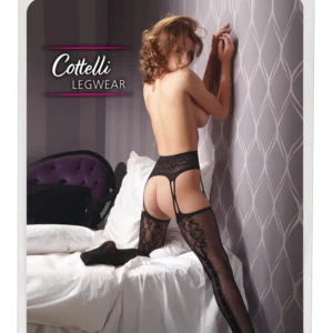 Cottelli tinklinės pėdkelnės su keliaraiščio imitacija, juodos, L/XL
