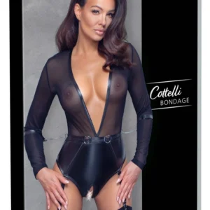 Cottelli Bondage bodis su antrankiais, matinis, juodas, L