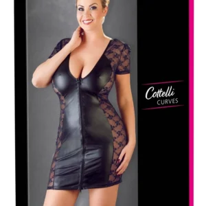 Cottelli nėriniuota suknelė su dvipusiu užtrauktuku, juoda, 4XL