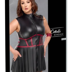Cottelli Bondage Plus suknelė su antrankiais ir kauke, juoda, XL