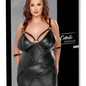Cottelli Bondage Plus prigludusi suknelė su antrankiais, juoda, 4XL