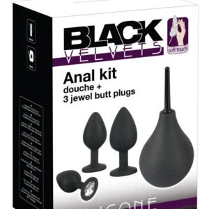 Black Velvets Anal Kit analinis dušas su silikoniniais kaiščiais, 224 ml