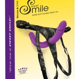 Sweet Smile Super Soft dvigubas dildo su diržais, 32 cm