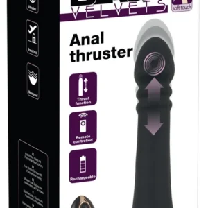 Black Velvets Anal Thruster analinis dildo su siurbtuku, juodas